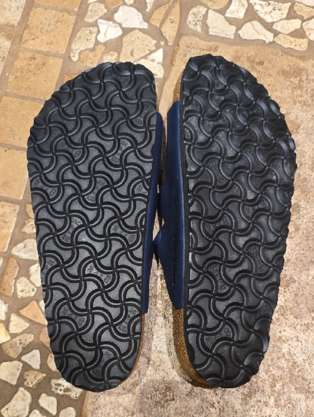 Birkenstock Navy Triple-Strap Soft Footbed Sandals - Picture 5 of 7